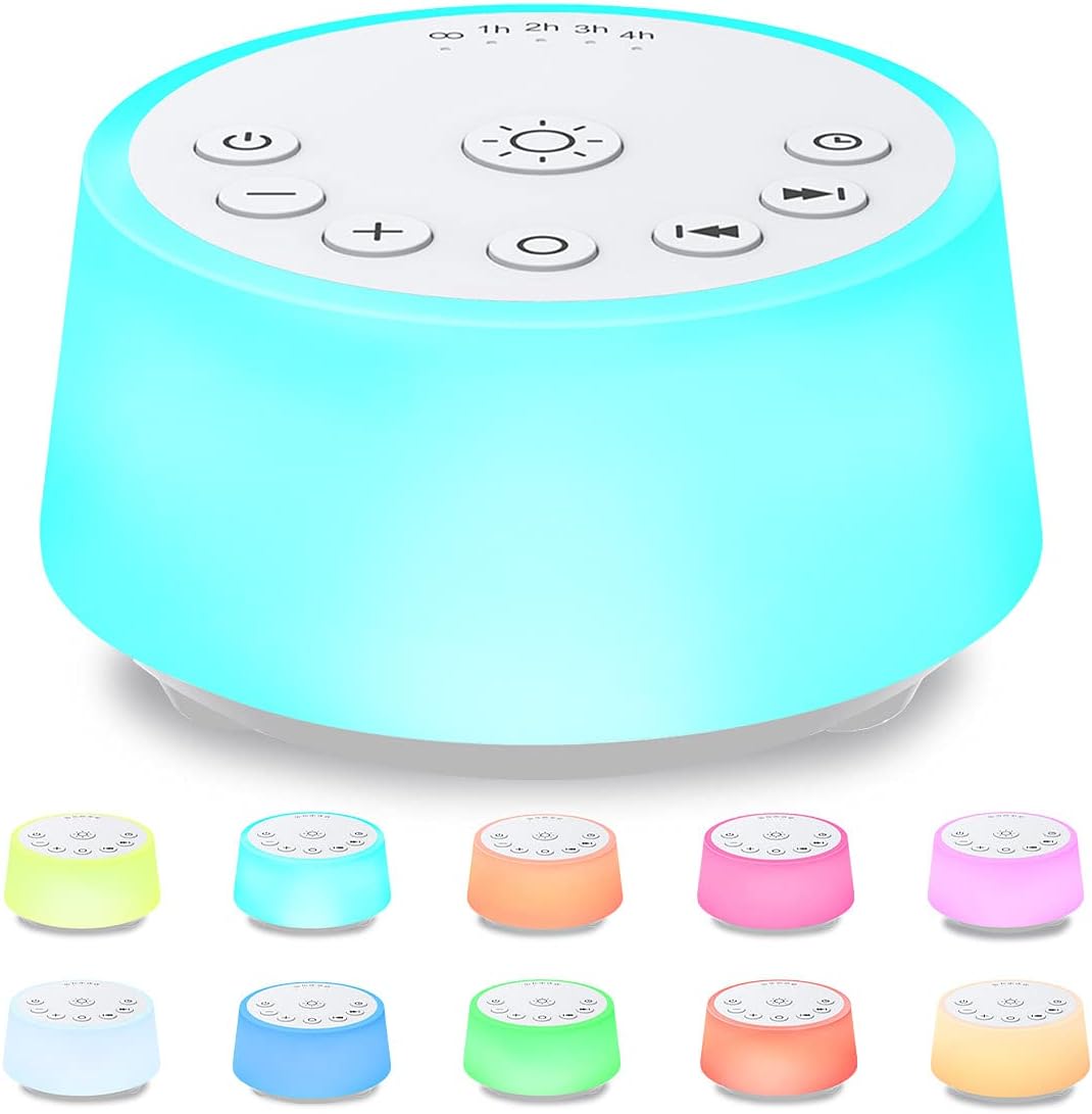 Sound Machines with 10 Colors Night Light 25 Soothing Sounds and Sleep White Noise Machine 32 Volume Levels 5 Timers Adjustable Brightness Memory Function for Adults Kids Baby