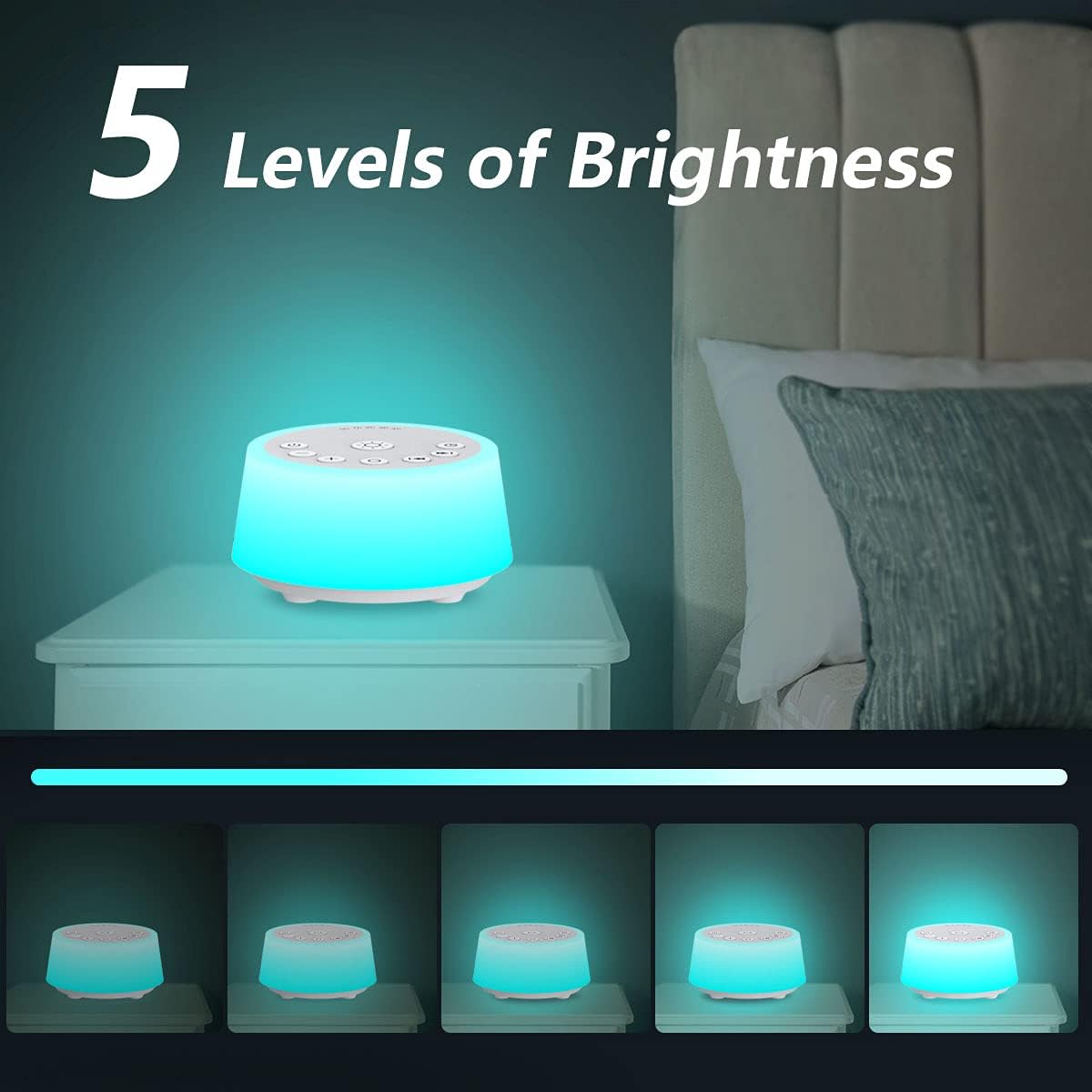 Sound Machines with 10 Colors Night Light 25 Soothing Sounds and Sleep White Noise Machine 32 Volume Levels 5 Timers Adjustable Brightness Memory Function for Adults Kids Baby