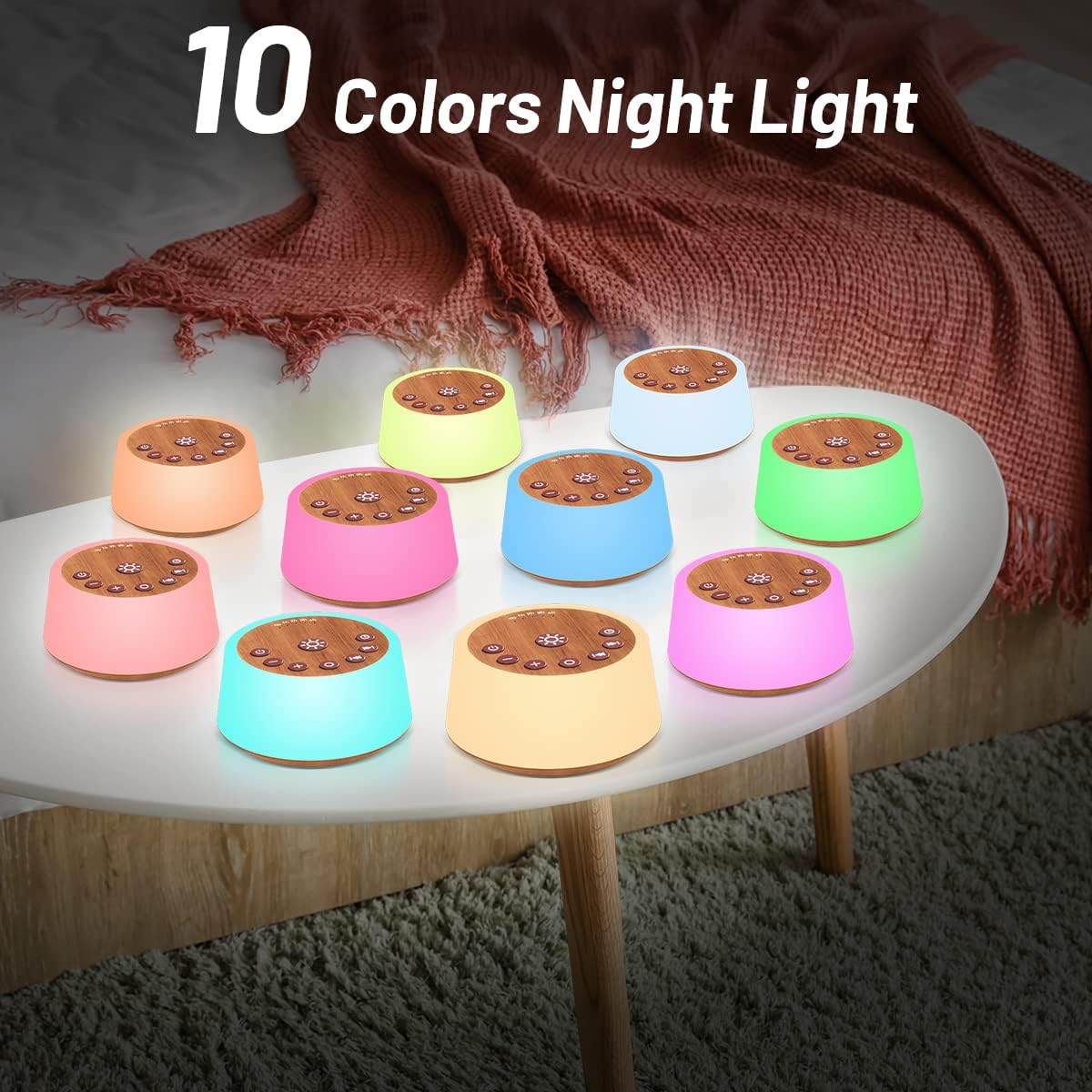 Sound Machines with 10 Colors Night Light 25 Soothing Sounds and Sleep White Noise Machine 32 Volume Levels 5 Timers Adjustable Brightness Memory Function for Adults Kids Baby