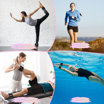Wrist Ankle Weights for Women, Soft Silicone Wrist Weights Set of 2 for Walking, Pilates, Yoga, Barre & Strength Training, Weighted Bangles with Secure Non-Slip Fit for Arm & Leg Workouts, 2 lb / 4 lb