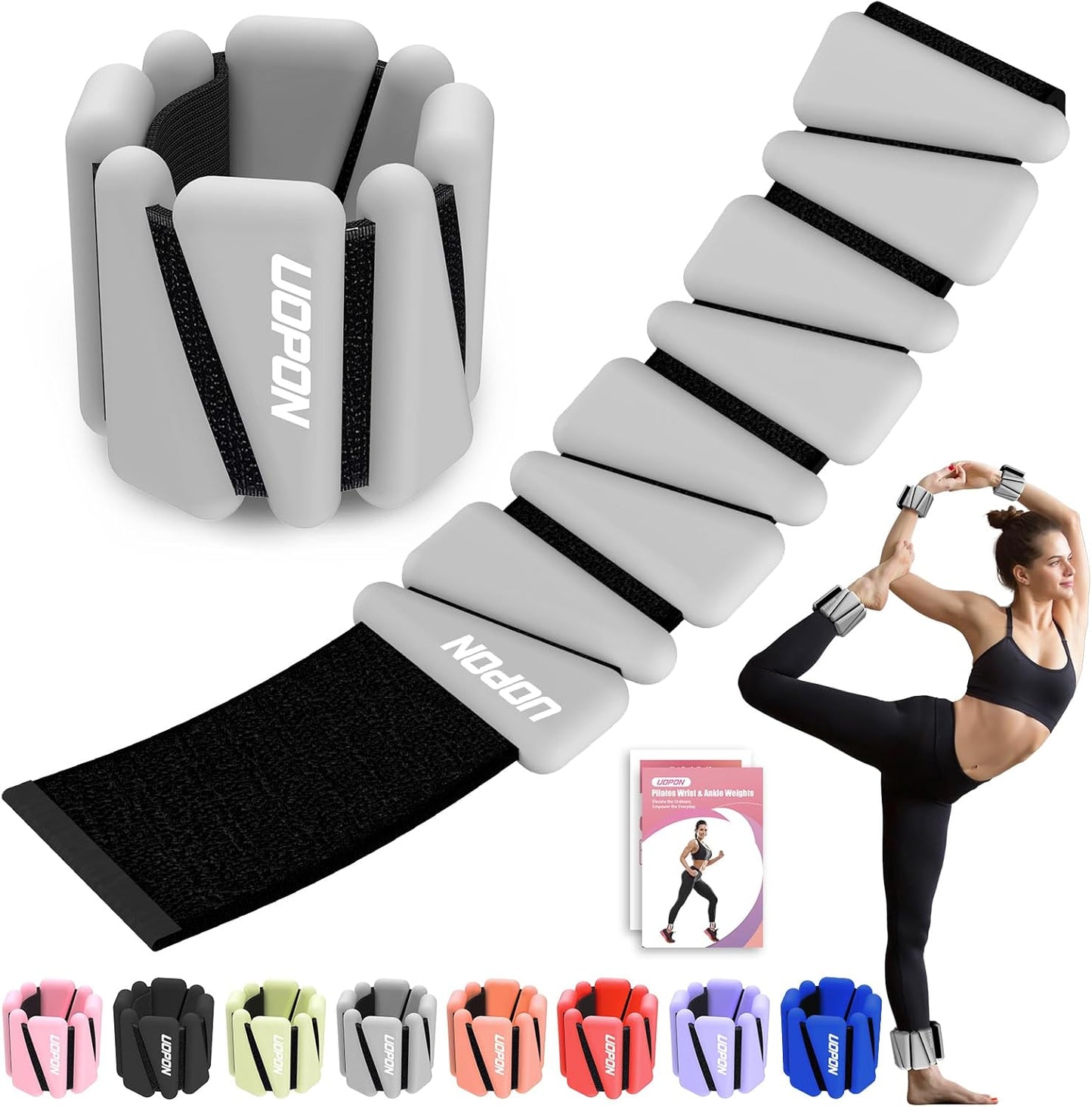 Wrist Ankle Weights for Women, Soft Silicone Wrist Weights Set of 2 for Walking, Pilates, Yoga, Barre & Strength Training, Weighted Bangles with Secure Non-Slip Fit for Arm & Leg Workouts, 2 lb / 4 lb