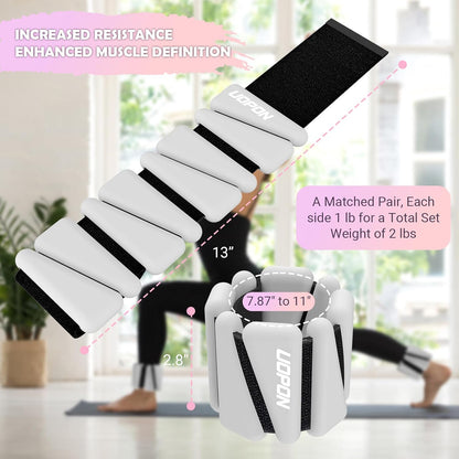 Wrist Ankle Weights for Women, Soft Silicone Wrist Weights Set of 2 for Walking, Pilates, Yoga, Barre & Strength Training, Weighted Bangles with Secure Non-Slip Fit for Arm & Leg Workouts, 2 lb / 4 lb