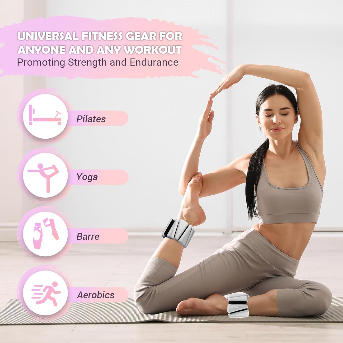 Wrist Ankle Weights for Women, Soft Silicone Wrist Weights Set of 2 for Walking, Pilates, Yoga, Barre & Strength Training, Weighted Bangles with Secure Non-Slip Fit for Arm & Leg Workouts, 2 lb / 4 lb