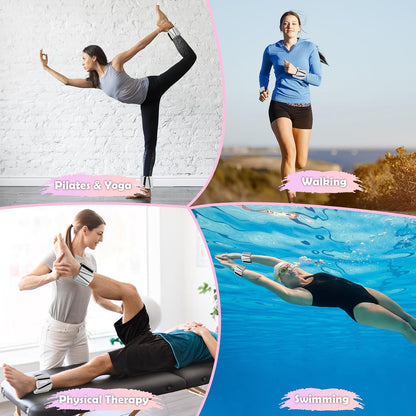 Wrist Ankle Weights for Women, Soft Silicone Wrist Weights Set of 2 for Walking, Pilates, Yoga, Barre & Strength Training, Weighted Bangles with Secure Non-Slip Fit for Arm & Leg Workouts, 2 lb / 4 lb
