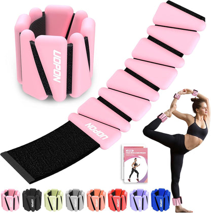 Wrist Ankle Weights for Women, Soft Silicone Wrist Weights Set of 2 for Walking, Pilates, Yoga, Barre & Strength Training, Weighted Bangles with Secure Non-Slip Fit for Arm & Leg Workouts, 2 lb / 4 lb