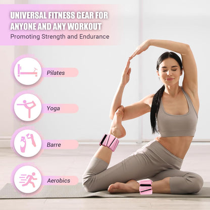 Wrist Ankle Weights for Women, Soft Silicone Wrist Weights Set of 2 for Walking, Pilates, Yoga, Barre & Strength Training, Weighted Bangles with Secure Non-Slip Fit for Arm & Leg Workouts, 2 lb / 4 lb
