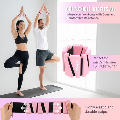Wrist Ankle Weights for Women, Soft Silicone Wrist Weights Set of 2 for Walking, Pilates, Yoga, Barre & Strength Training, Weighted Bangles with Secure Non-Slip Fit for Arm & Leg Workouts, 2 lb / 4 lb