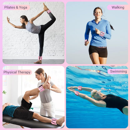 Wrist Ankle Weights for Women, Soft Silicone Wrist Weights Set of 2 for Walking, Pilates, Yoga, Barre & Strength Training, Weighted Bangles with Secure Non-Slip Fit for Arm & Leg Workouts, 2 lb / 4 lb