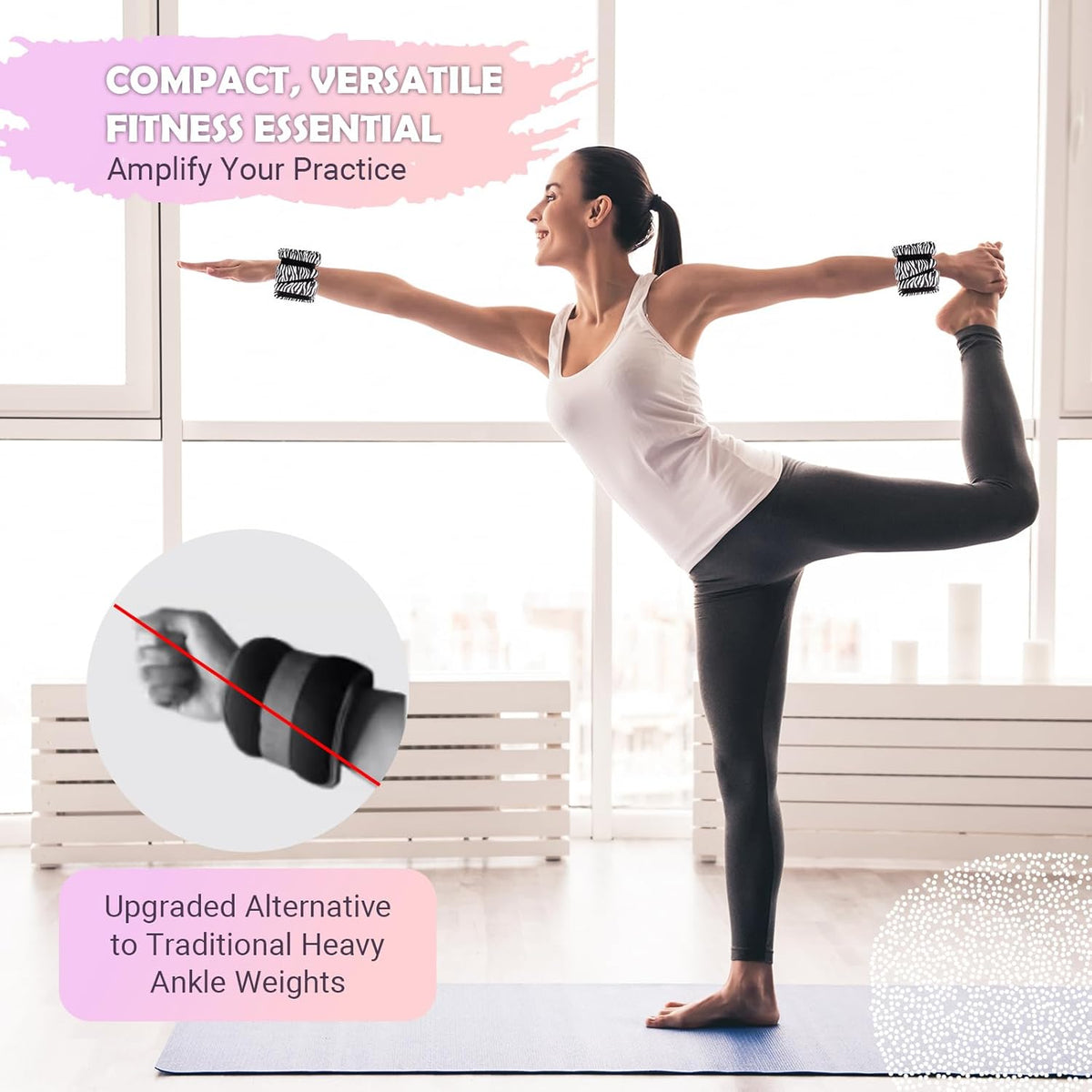 Wrist Ankle Weights for Women, Soft Silicone Wrist Weights Set of 2 for Walking, Pilates, Yoga, Barre & Strength Training, Weighted Bangles with Secure Non-Slip Fit for Arm & Leg Workouts, 2 lb / 4 lb
