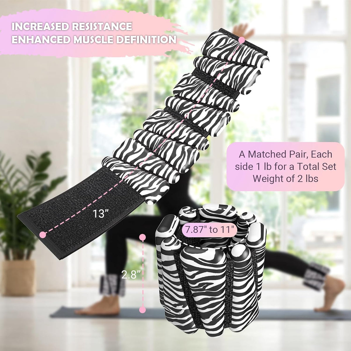 Wrist Ankle Weights for Women, Soft Silicone Wrist Weights Set of 2 for Walking, Pilates, Yoga, Barre & Strength Training, Weighted Bangles with Secure Non-Slip Fit for Arm & Leg Workouts, 2 lb / 4 lb