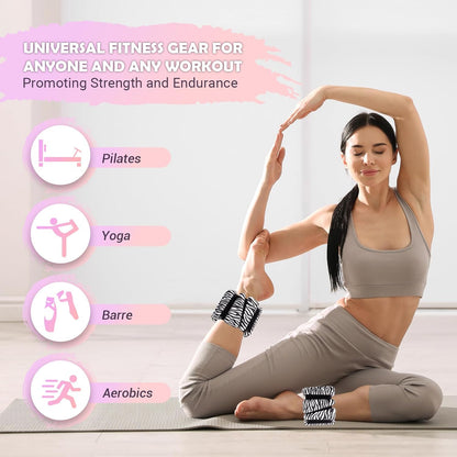 Wrist Ankle Weights for Women, Soft Silicone Wrist Weights Set of 2 for Walking, Pilates, Yoga, Barre & Strength Training, Weighted Bangles with Secure Non-Slip Fit for Arm & Leg Workouts, 2 lb / 4 lb