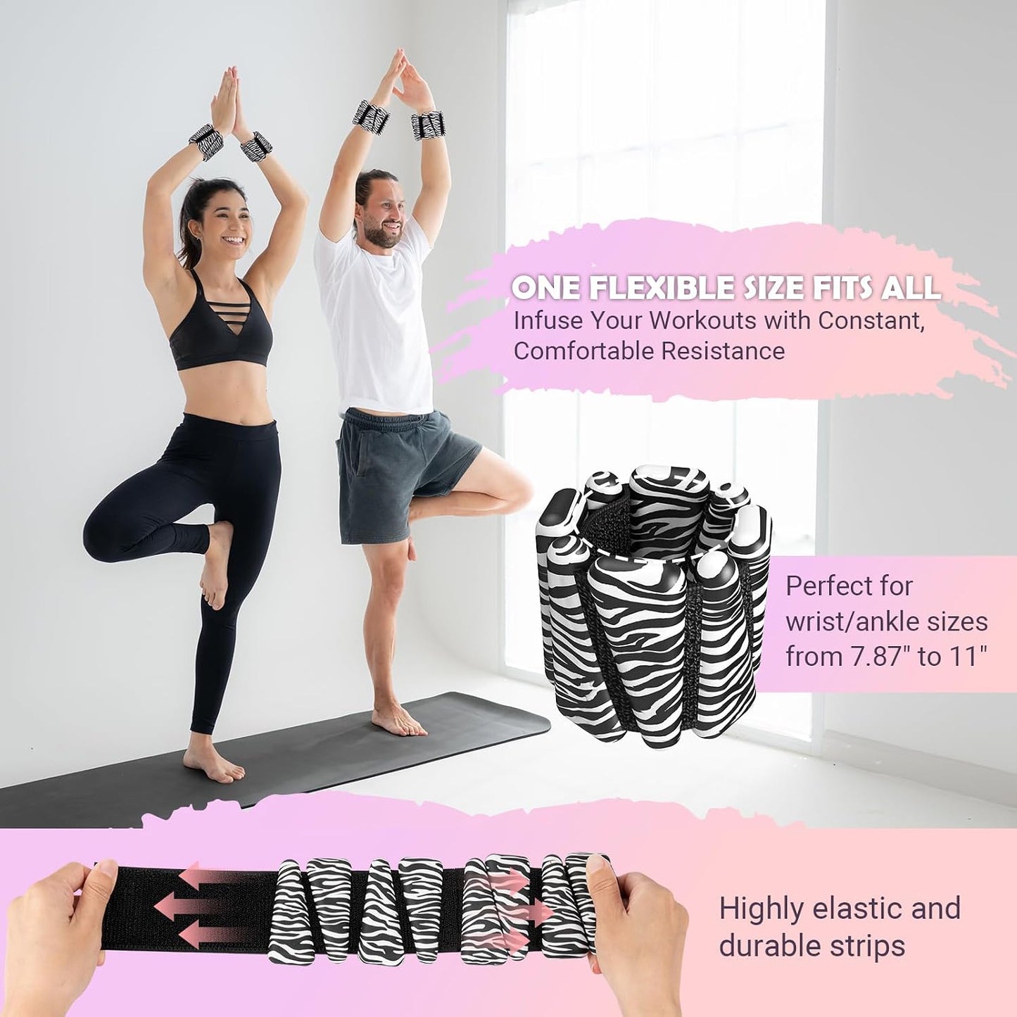 Wrist Ankle Weights for Women, Soft Silicone Wrist Weights Set of 2 for Walking, Pilates, Yoga, Barre & Strength Training, Weighted Bangles with Secure Non-Slip Fit for Arm & Leg Workouts, 2 lb / 4 lb