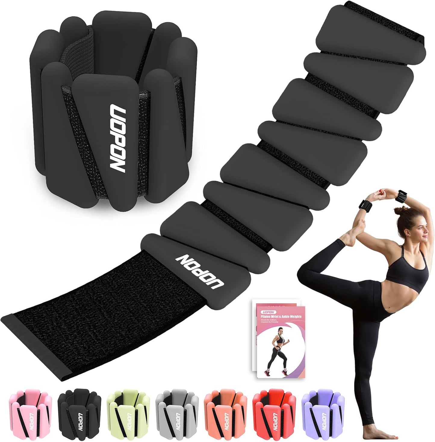 Wrist Ankle Weights for Women, Soft Silicone Wrist Weights Set of 2 for Walking, Pilates, Yoga, Barre & Strength Training, Weighted Bangles with Secure Non-Slip Fit for Arm & Leg Workouts, 2 lb / 4 lb