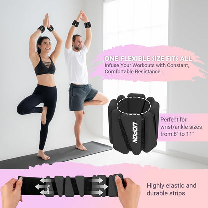 Wrist Ankle Weights for Women, Soft Silicone Wrist Weights Set of 2 for Walking, Pilates, Yoga, Barre & Strength Training, Weighted Bangles with Secure Non-Slip Fit for Arm & Leg Workouts, 2 lb / 4 lb