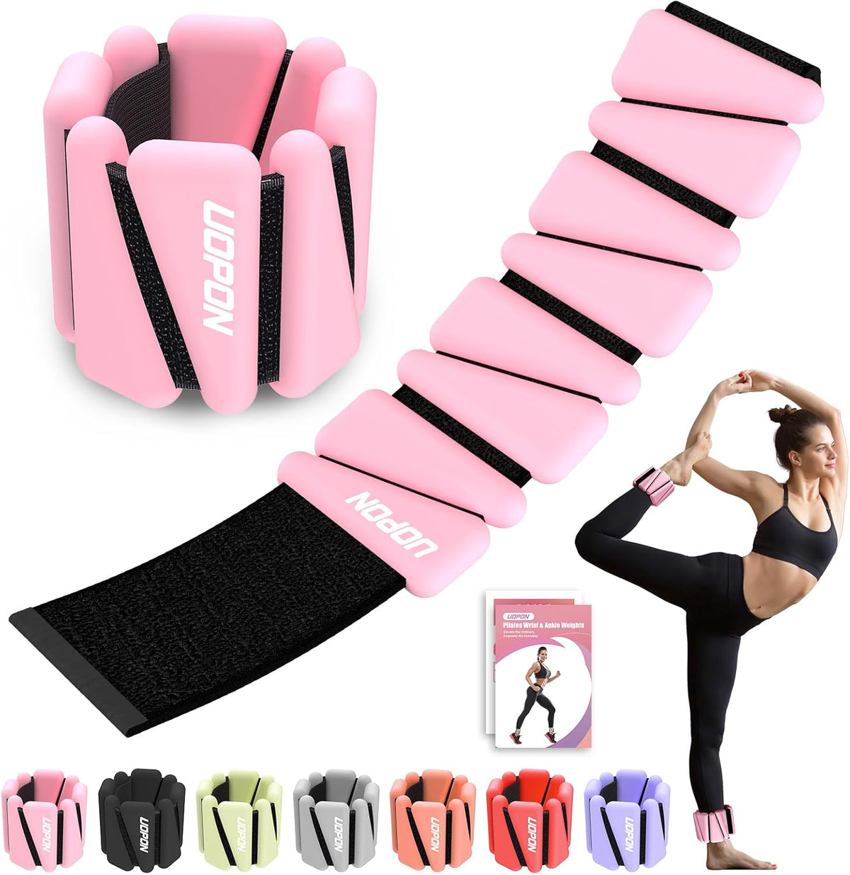 Wrist Ankle Weights for Women, Soft Silicone Wrist Weights Set of 2 for Walking, Pilates, Yoga, Barre & Strength Training, Weighted Bangles with Secure Non-Slip Fit for Arm & Leg Workouts, 2 lb / 4 lb