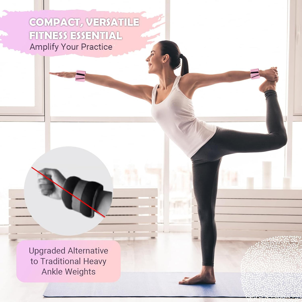 Wrist Ankle Weights for Women, Soft Silicone Wrist Weights Set of 2 for Walking, Pilates, Yoga, Barre & Strength Training, Weighted Bangles with Secure Non-Slip Fit for Arm & Leg Workouts, 2 lb / 4 lb