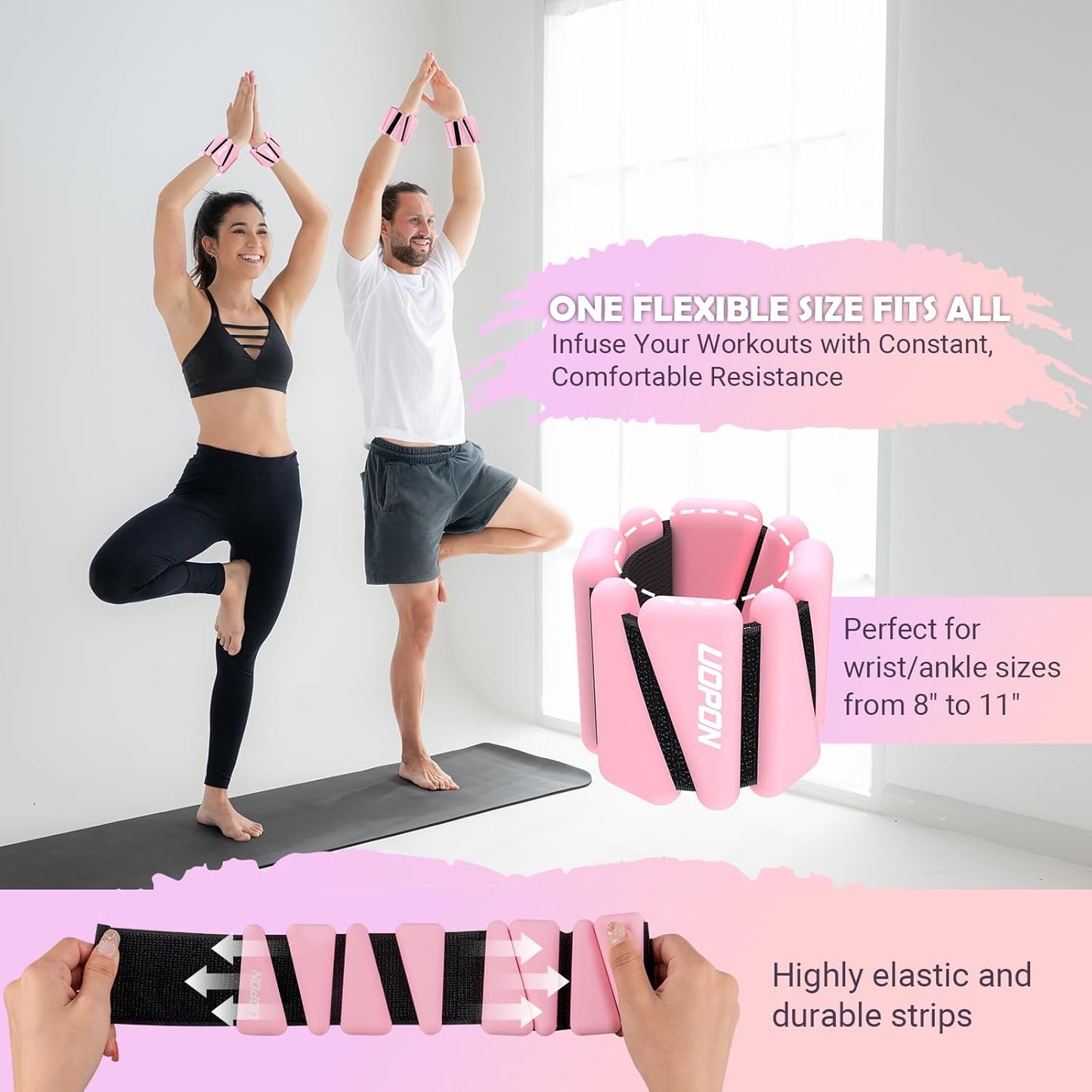 Wrist Ankle Weights for Women, Soft Silicone Wrist Weights Set of 2 for Walking, Pilates, Yoga, Barre & Strength Training, Weighted Bangles with Secure Non-Slip Fit for Arm & Leg Workouts, 2 lb / 4 lb