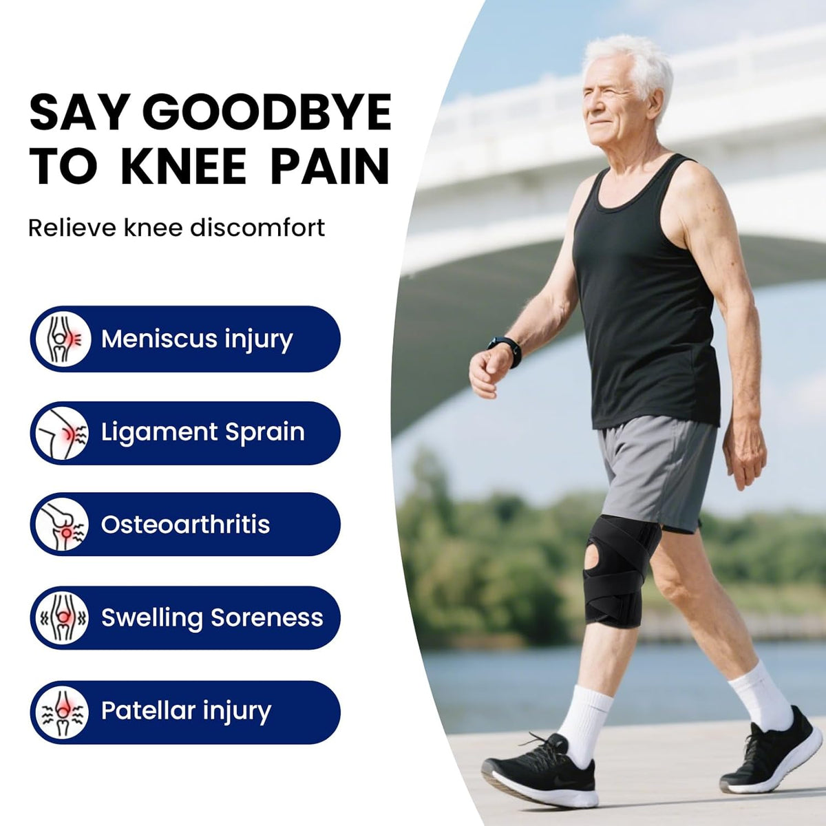 Knee Brace for Men & Women - ACL, MCL, Meniscus Tear Support & Arthritis Pain Relief - Stabilizing Knee Braces Support with Side Stabilizers & Patella Gel Pad