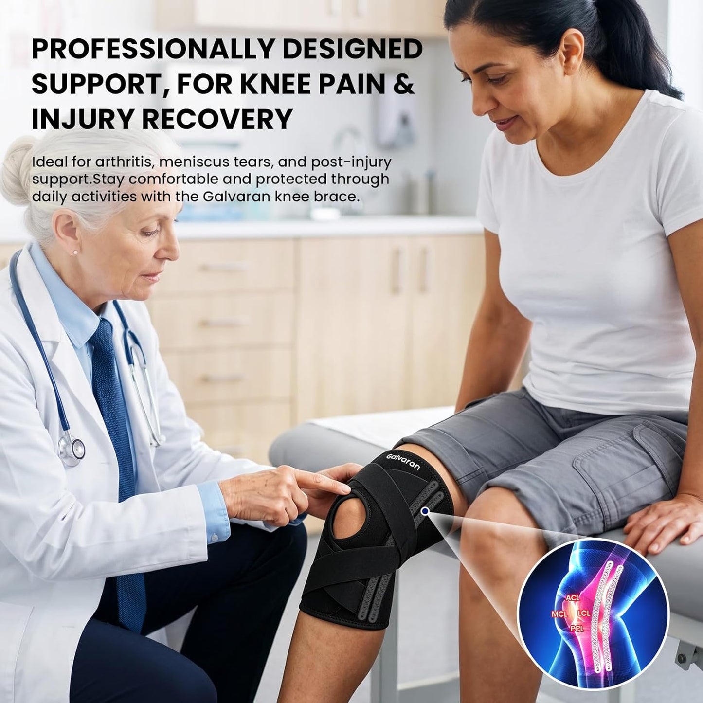 Knee Brace for Men & Women - ACL, MCL, Meniscus Tear Support & Arthritis Pain Relief - Stabilizing Knee Braces Support with Side Stabilizers & Patella Gel Pad