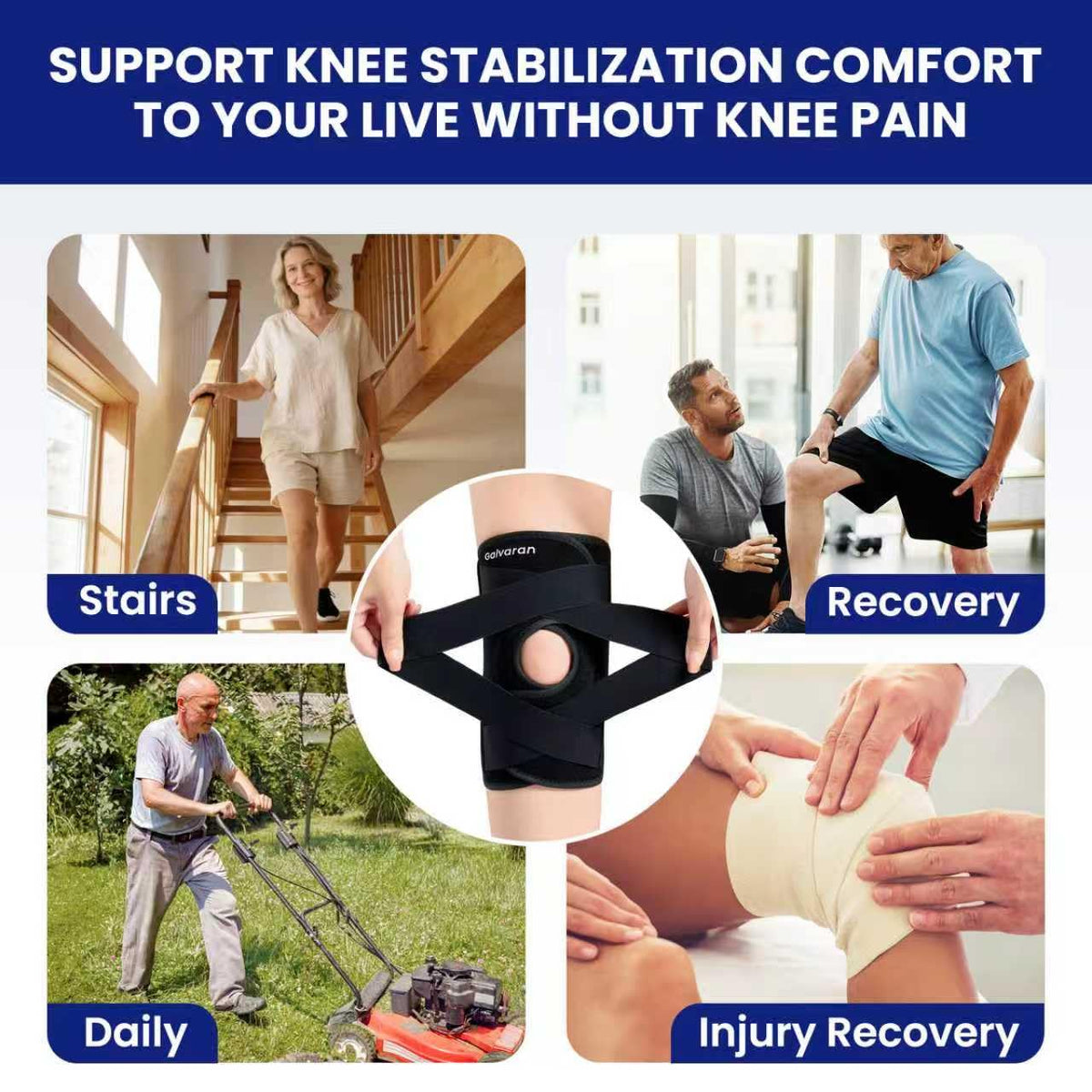 Knee Brace for Men & Women - ACL, MCL, Meniscus Tear Support & Arthritis Pain Relief - Stabilizing Knee Braces Support with Side Stabilizers & Patella Gel Pad