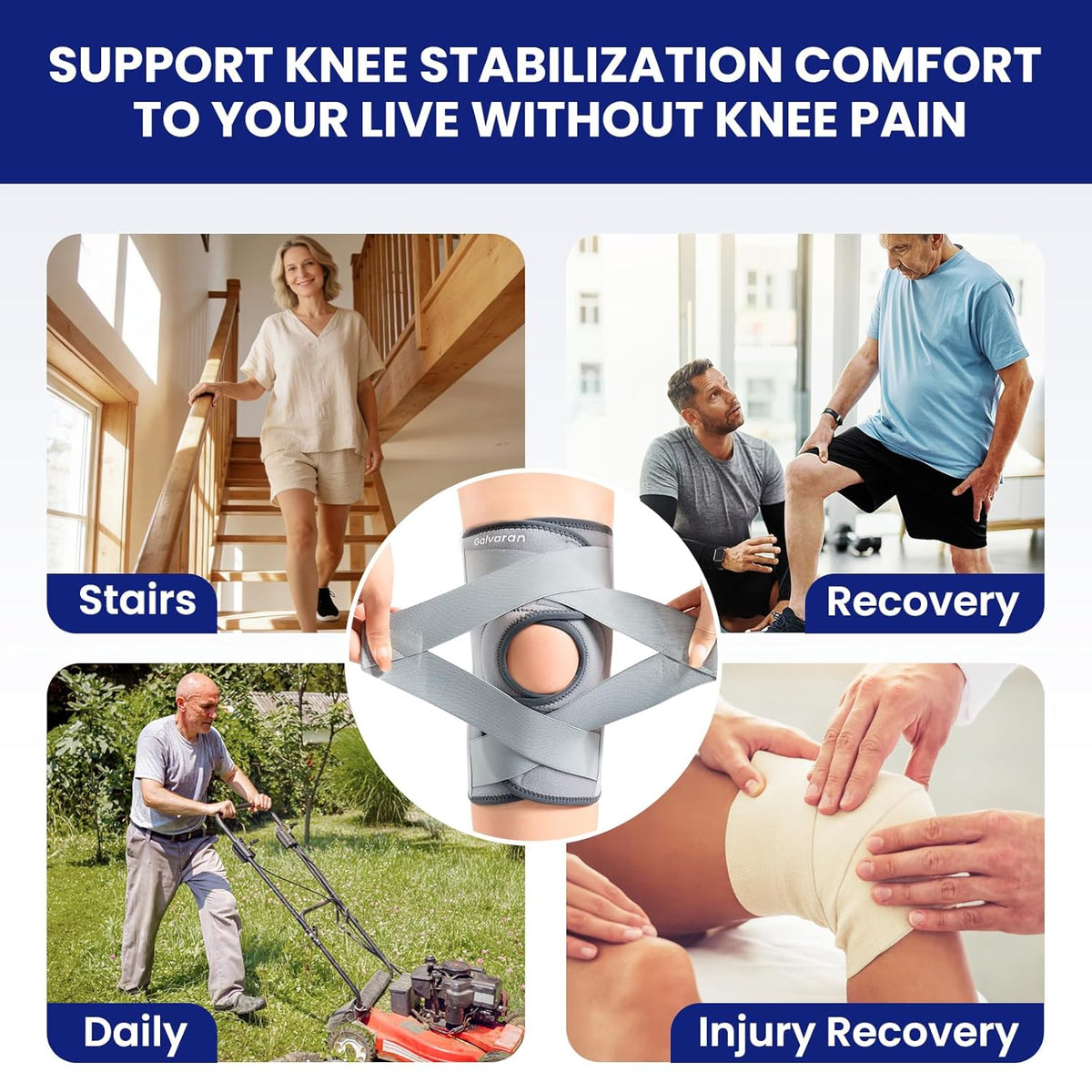 Knee Brace for Men & Women - ACL, MCL, Meniscus Tear Support & Arthritis Pain Relief - Stabilizing Knee Braces Support with Side Stabilizers & Patella Gel Pad