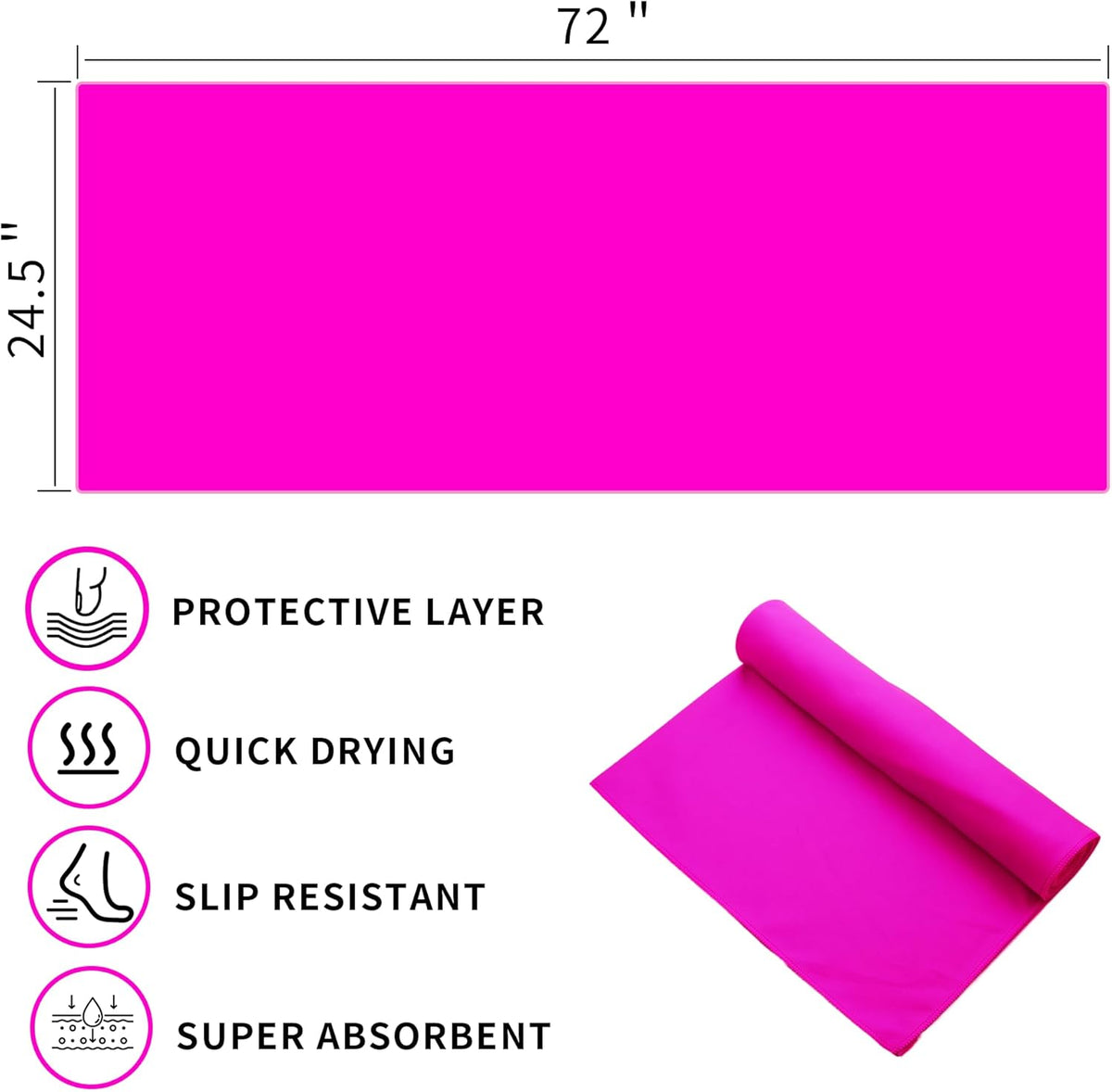 Non-Slip Hot Yoga Towel Set,Super Absorbent Microfiber in, 24.5" x 72" - Anti-Slip, Injury Free Design for Pilates, Yoga Mats, Exercise, and Fitness Gear