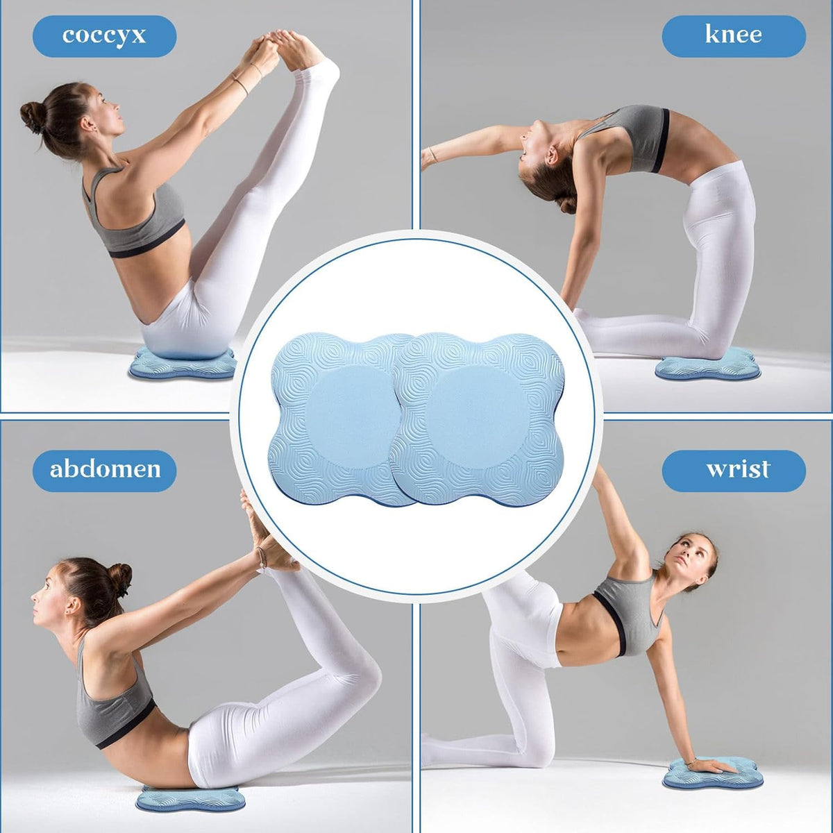 2 Packs Yoga Knee & Elbow Cushions - Extra Thick Foam for Knees, Elbows, Wrists, Hands & Head - Pilates & Kneeling Pads - Support Foam Pads for Women & Men