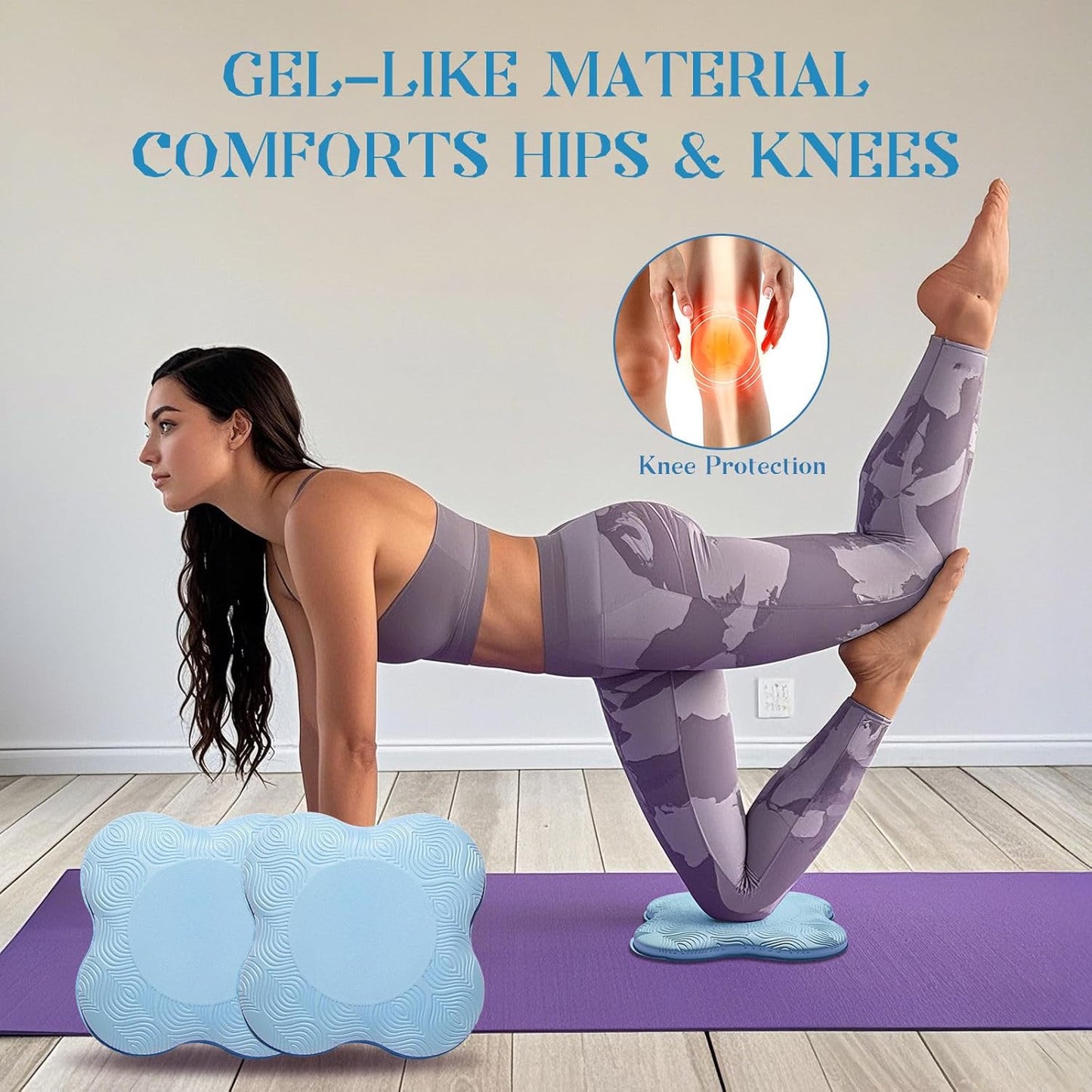 2 Packs Yoga Knee & Elbow Cushions - Extra Thick Foam for Knees, Elbows, Wrists, Hands & Head - Pilates & Kneeling Pads - Support Foam Pads for Women & Men