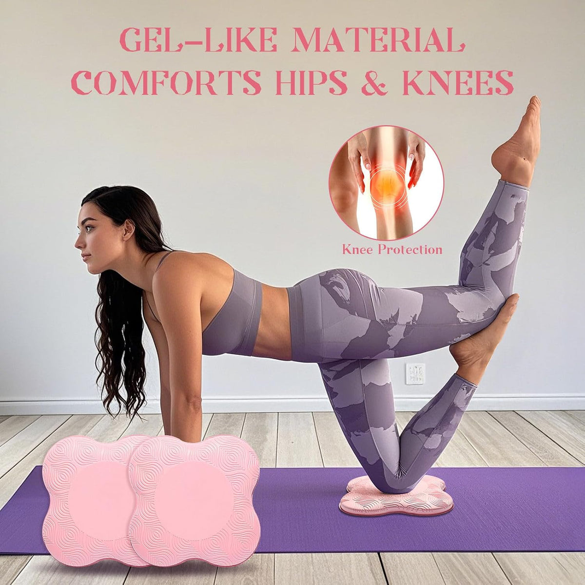 2 Packs Yoga Knee & Elbow Cushions - Extra Thick Foam for Knees, Elbows, Wrists, Hands & Head - Pilates & Kneeling Pads - Support Foam Pads for Women & Men