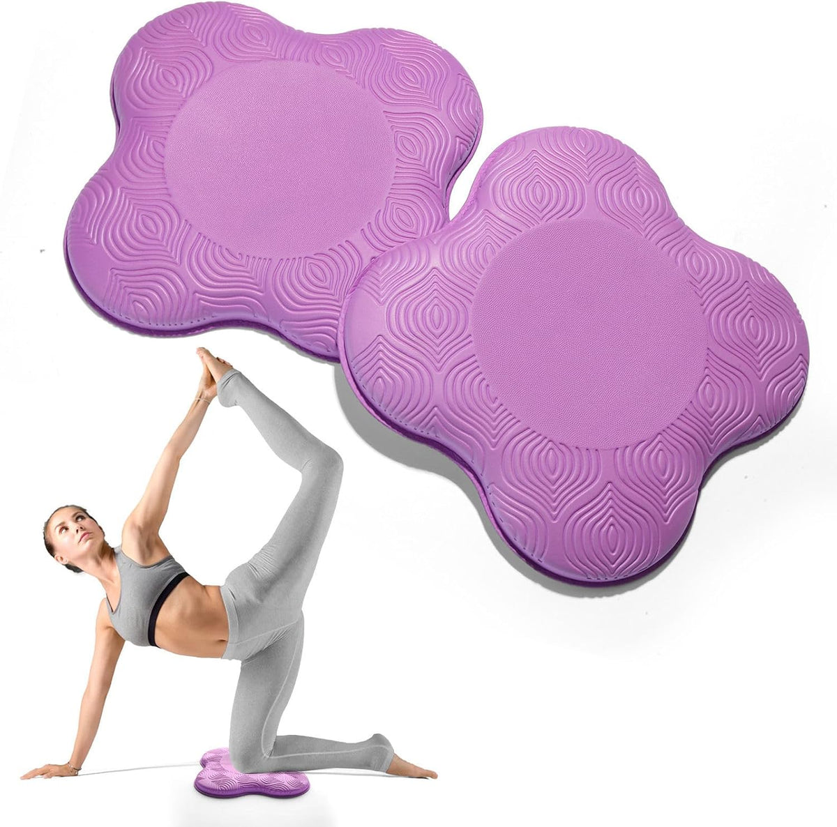 2 Packs Yoga Knee & Elbow Cushions - Extra Thick Foam for Knees, Elbows, Wrists, Hands & Head - Pilates & Kneeling Pads - Support Foam Pads for Women & Men
