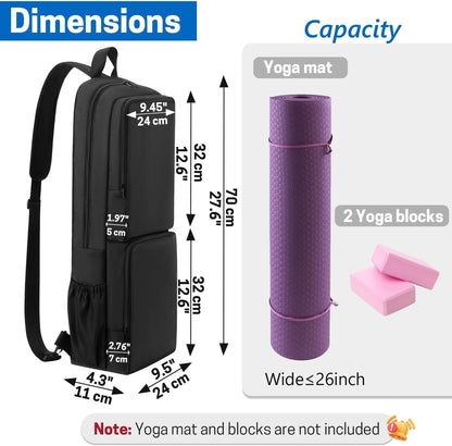 Yoga Mat Bag Carrier Waterproof Yoga Backpack with Multi Pockets, Lightweight Adjustable Yoga Bag for Mat, Yoga Blocks, Yoga Accessories