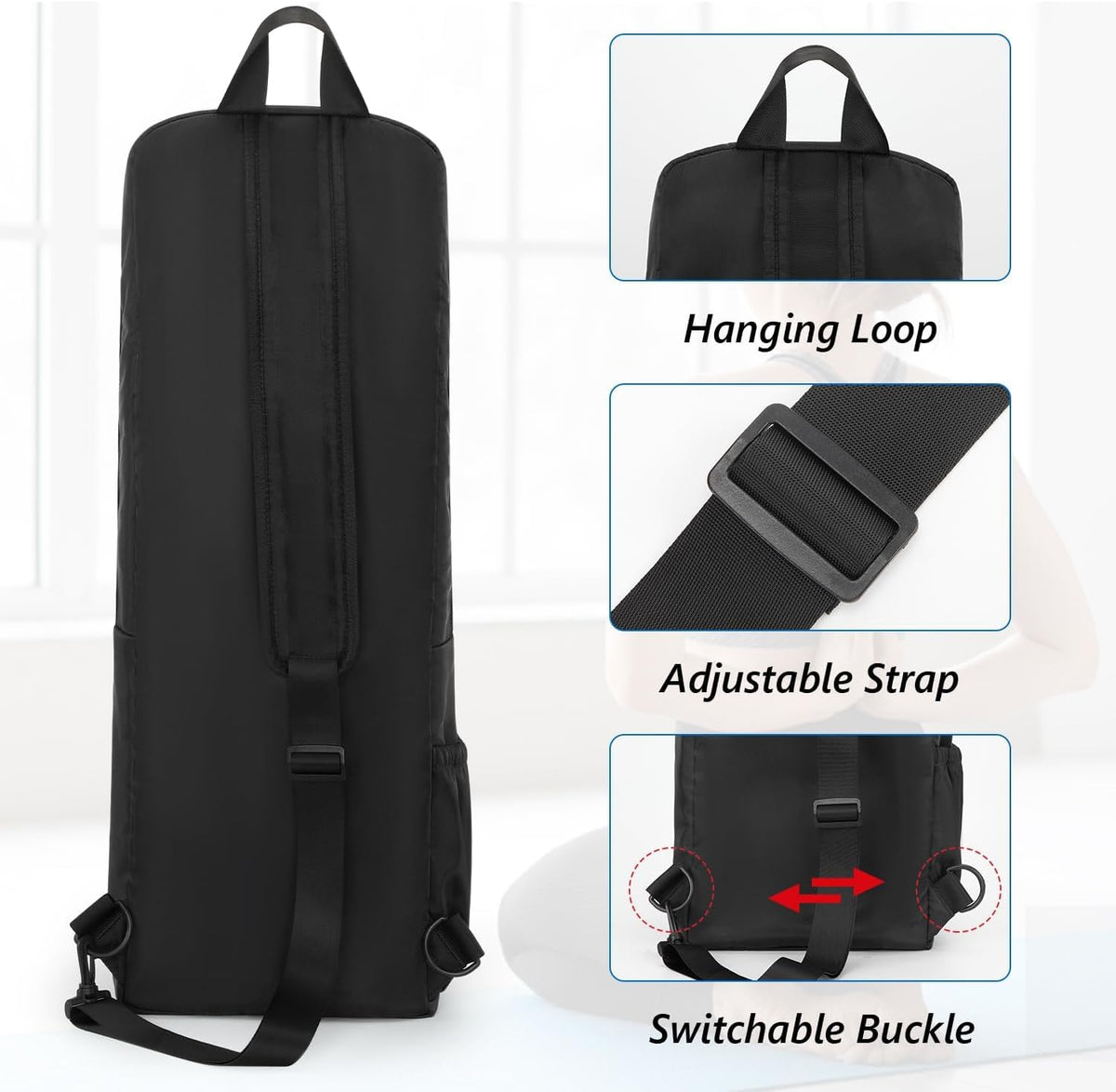 Yoga Mat Bag Carrier Waterproof Yoga Backpack with Multi Pockets, Lightweight Adjustable Yoga Bag for Mat, Yoga Blocks, Yoga Accessories