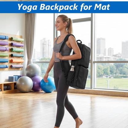 Yoga Mat Bag Carrier Waterproof Yoga Backpack with Multi Pockets, Lightweight Adjustable Yoga Bag for Mat, Yoga Blocks, Yoga Accessories
