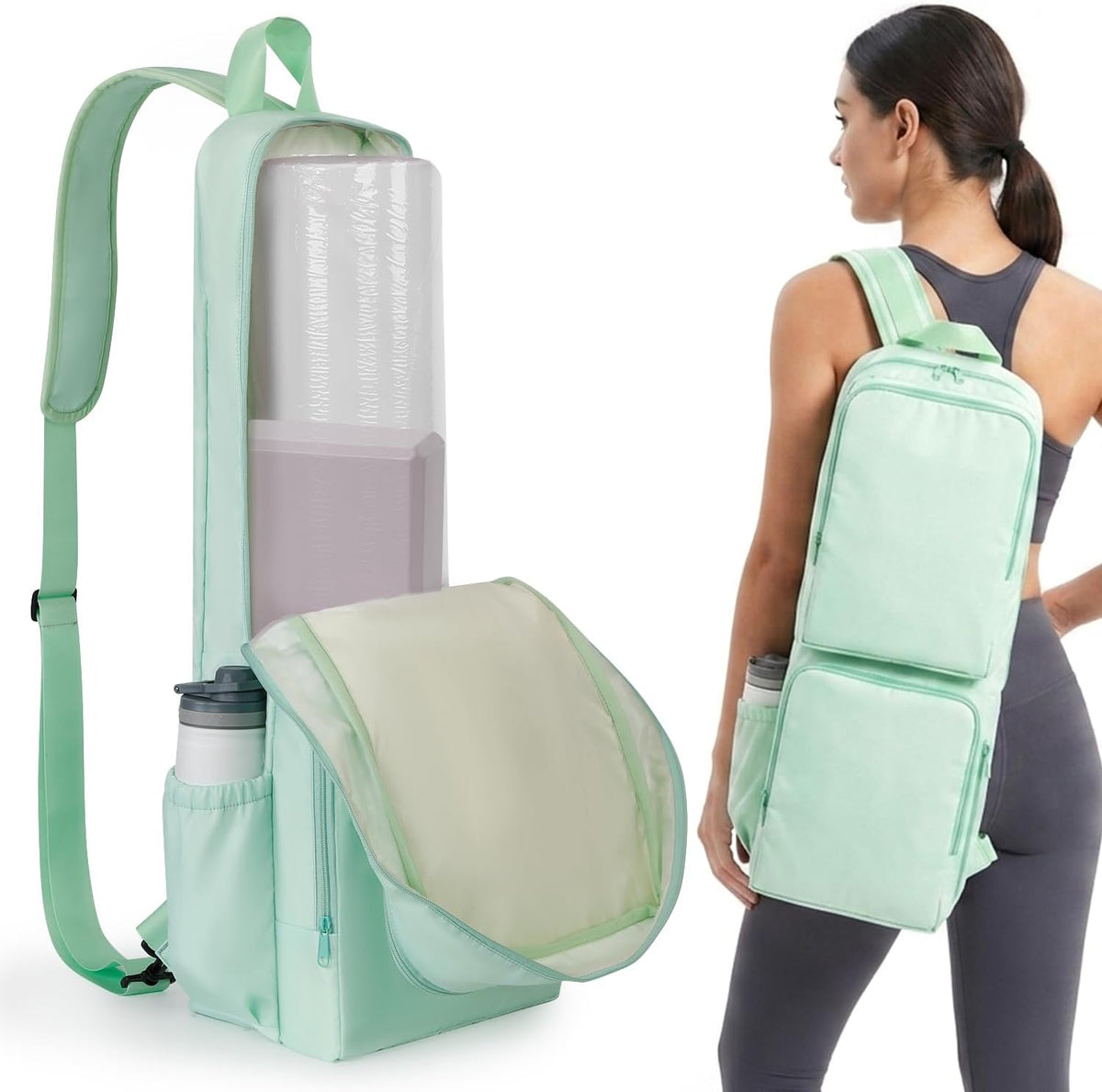 Yoga Mat Bag Carrier Waterproof Yoga Backpack with Multi Pockets, Lightweight Adjustable Yoga Bag for Mat, Yoga Blocks, Yoga Accessories