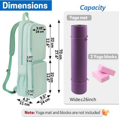 Yoga Mat Bag Carrier Waterproof Yoga Backpack with Multi Pockets, Lightweight Adjustable Yoga Bag for Mat, Yoga Blocks, Yoga Accessories