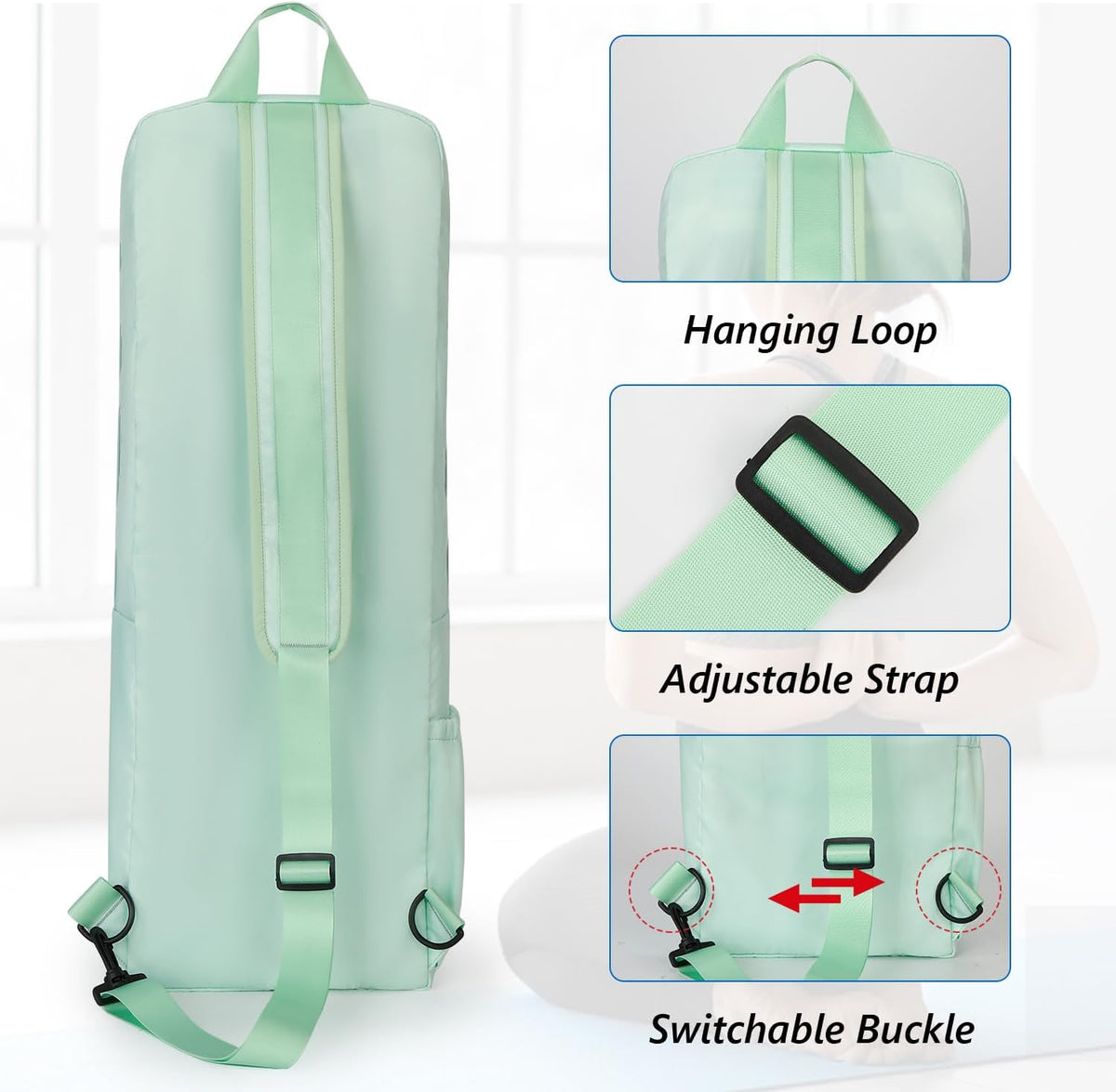 Yoga Mat Bag Carrier Waterproof Yoga Backpack with Multi Pockets, Lightweight Adjustable Yoga Bag for Mat, Yoga Blocks, Yoga Accessories