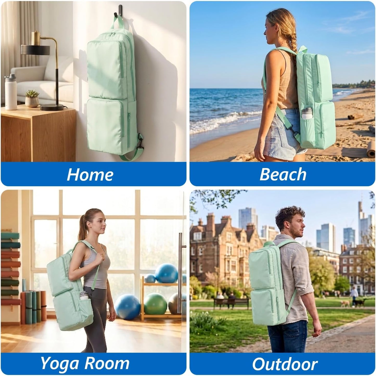 Yoga Mat Bag Carrier Waterproof Yoga Backpack with Multi Pockets, Lightweight Adjustable Yoga Bag for Mat, Yoga Blocks, Yoga Accessories
