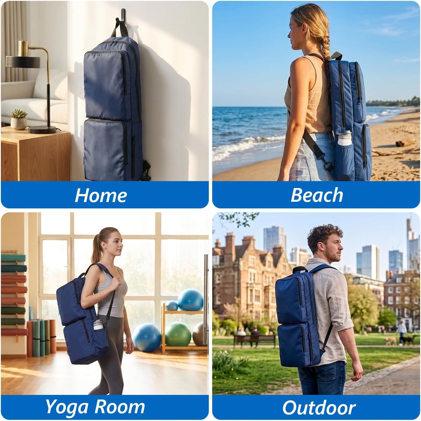 Yoga Mat Bag Carrier Waterproof Yoga Backpack with Multi Pockets, Lightweight Adjustable Yoga Bag for Mat, Yoga Blocks, Yoga Accessories