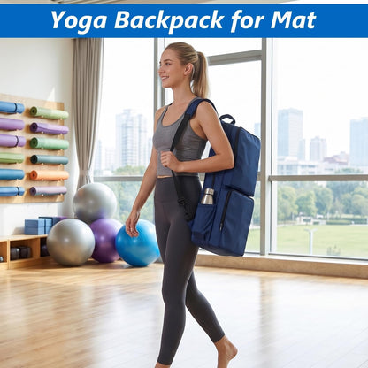Yoga Mat Bag Carrier Waterproof Yoga Backpack with Multi Pockets, Lightweight Adjustable Yoga Bag for Mat, Yoga Blocks, Yoga Accessories