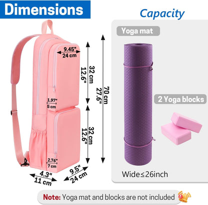Yoga Mat Bag Carrier Waterproof Yoga Backpack with Multi Pockets, Lightweight Adjustable Yoga Bag for Mat, Yoga Blocks, Yoga Accessories