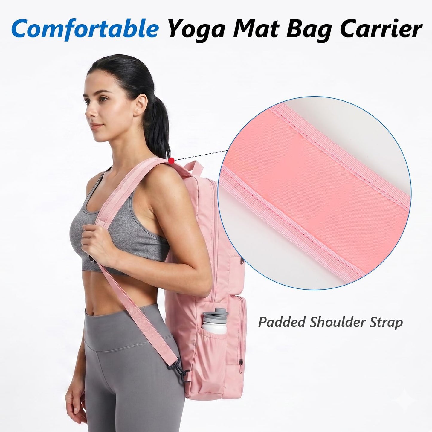 Yoga Mat Bag Carrier Waterproof Yoga Backpack with Multi Pockets, Lightweight Adjustable Yoga Bag for Mat, Yoga Blocks, Yoga Accessories