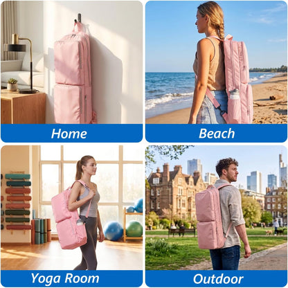 Yoga Mat Bag Carrier Waterproof Yoga Backpack with Multi Pockets, Lightweight Adjustable Yoga Bag for Mat, Yoga Blocks, Yoga Accessories