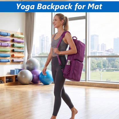 Yoga Mat Bag Carrier Waterproof Yoga Backpack with Multi Pockets, Lightweight Adjustable Yoga Bag for Mat, Yoga Blocks, Yoga Accessories