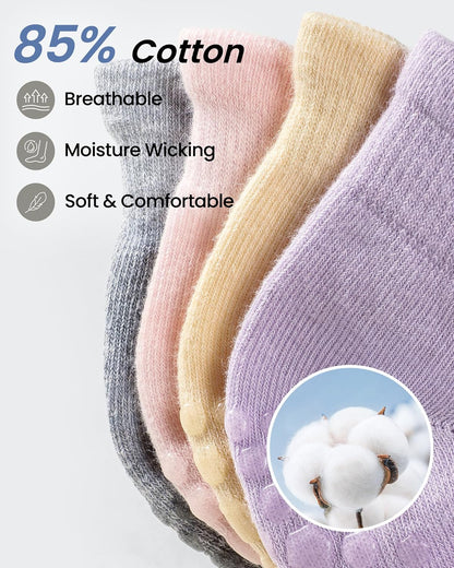 6 Pairs Grip Pilates Socks for Women, Grippy Non Slip Yoga Socks, Cute Cherry Grip Socks for Barre, Hospital, Athletic, Barefoot and Workout