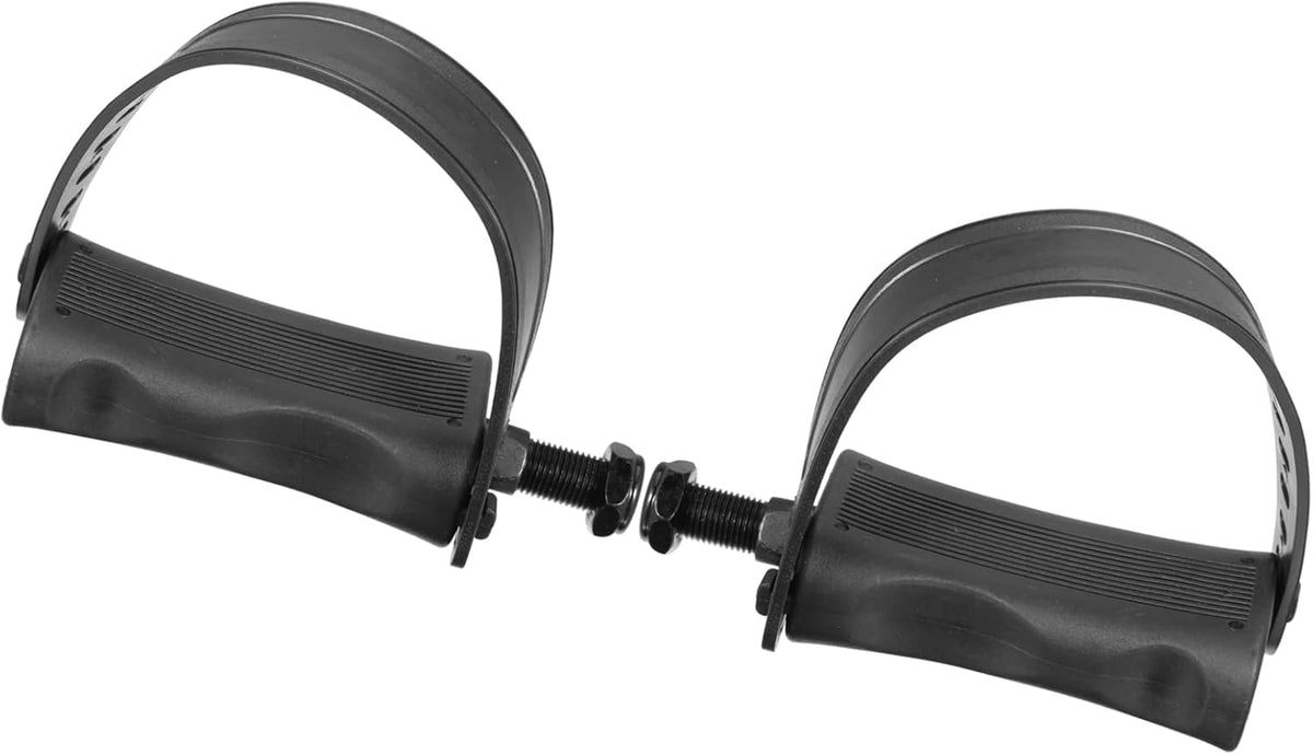 1 Pair Exercise Bike Pedals with Straps 1/2 Inch Spindle Cycling Parts 12.7mm Spindle Black Durable Material