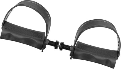1 Pair Exercise Bike Pedals with Straps 1/2 Inch Spindle Cycling Parts 12.7mm Spindle Black Durable Material