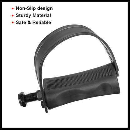 1 Pair Exercise Bike Pedals with Straps 1/2 Inch Spindle Cycling Parts 12.7mm Spindle Black Durable Material