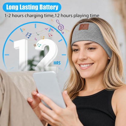 2-Pack Sleeping Headphones Bluetooth Headband, Bluetooth 5.4 Headband Headphones with Ultra-Thin Speakers, Headphones Headband for Side Sleepers, Running, Insomniac, Travel, Meditation（Black&Grey