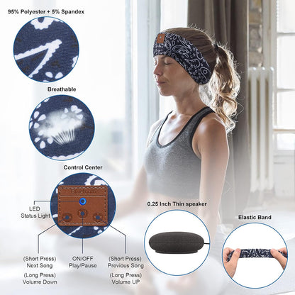2-Pack Sleeping Headphones Bluetooth Headband, Bluetooth 5.4 Headband Headphones with Ultra-Thin Speakers, Headphones Headband for Side Sleepers, Running, Insomniac, Travel, Meditation（Black&Grey
