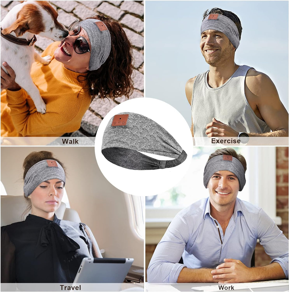 2-Pack Sleeping Headphones Bluetooth Headband, Bluetooth 5.4 Headband Headphones with Ultra-Thin Speakers, Headphones Headband for Side Sleepers, Running, Insomniac, Travel, Meditation（Black&Grey